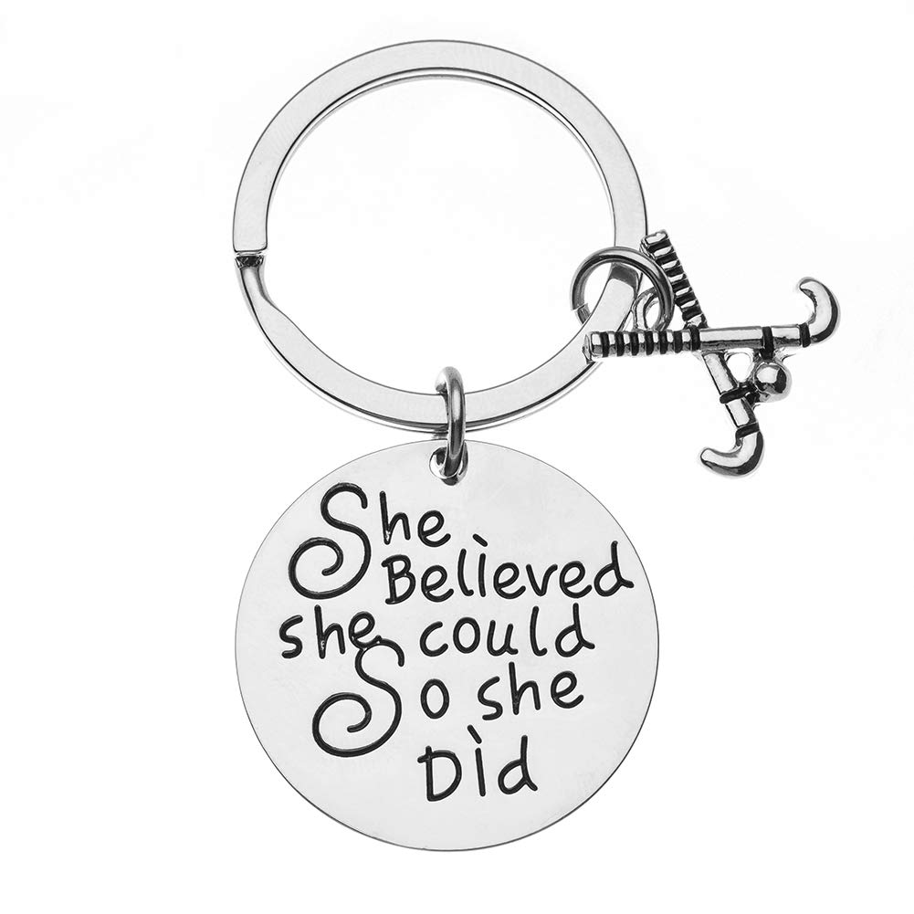 Sportybella Field Hockey Keychain Girls Field Hockey Jewelry Field Hockey She Believed She Could So She Did Charm Keychain for Girl Field Hockey Players