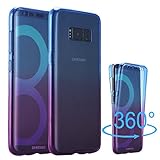 Galaxy S8 Clear Case, AMASELL 360 Full Protective Shockproof Front and Back Transparent TPU Design Gel Soft Case Cover for Samsung Galaxy S8 /SM-G950, Blue Purple