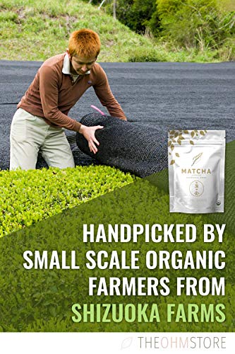 100% Organic Ceremonial Matcha Green Tea Powder by The Ohm Store - USDA Certified Organic Blend, Premium Ceremonial Grade, Pure Japanese Matcha Tea, Unsweetened and Vegan - 20g, 20 Servings
