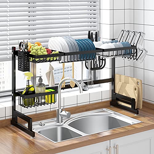 Apsan Over The Sink Dish Drying Rack, 2 Tier Adjustable Dish Rack and