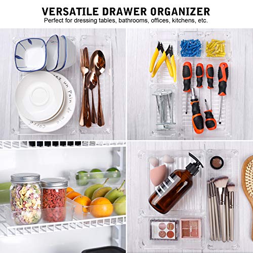 Fixwal 26pcs Clear Drawer Organizers Set 4 Size Plastic Bathroom Drawer Organizer Storage Bins Versatile Drawer Dividers… - Image 7