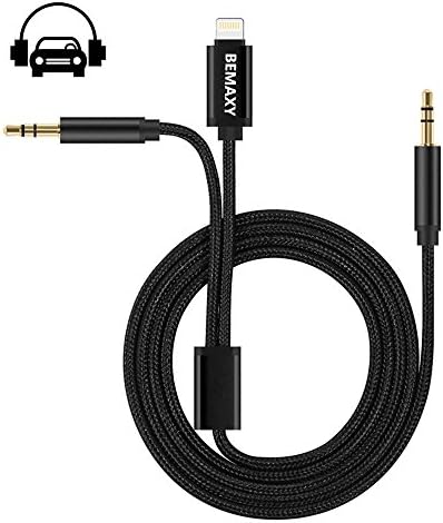 Connect iPhone to Car Stereo - Bemaxy iPhone X 8,8 Plus AUX Cord Lightning Adapter, Connect 3.5mm Male to Male Stereo Jack Cable for Car Speakers, Headphones Splitter Accessories( Black)