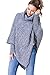 WozWoz Women's Polo Neck Knit Poncho Cape Jumper + Arm Warmer Fingerless Gloves
