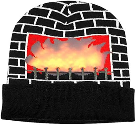 Luwint Led Burning Fireplace Beanie Hat Funny Fire Flashing Glow