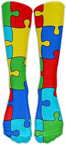 DaSOC Multicolor Jigsaw Puzzle Unisex Novelty Long Socks Athletic Tube Stockings Size 6-10