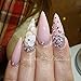 ECBASKET 500pcs Stiletto Fake Nails Claw Artificial Nail Tips 10 Sizes White Full Coverage False Nails for Halloween with Bag