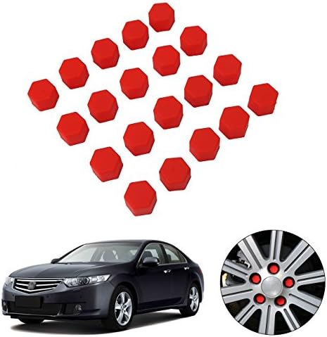 20 pcs Car Universal 19mm Red Bolts Silicone Nut Hexagonal wheel Lug Dust Cover Cap Protector