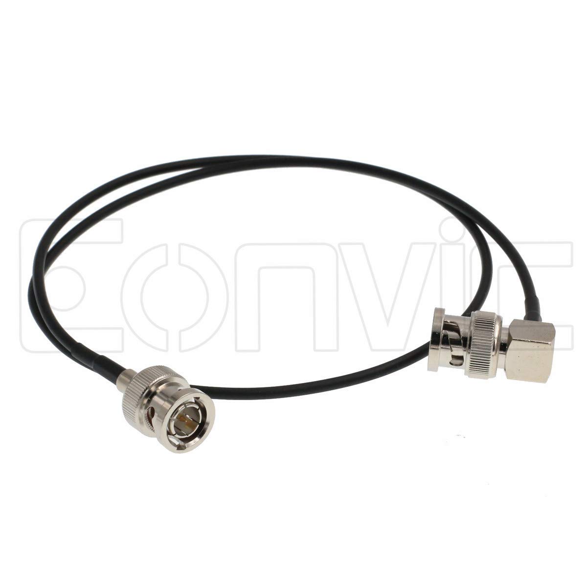 Eonvic 75Ohm BNC Male to BNC Male Right Angle HD SDI Flexible RG174 RF Coaxial Cable for BMCC Video Camera (60CM Length)