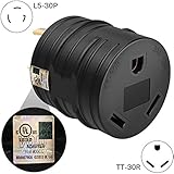 Kohree 30 Amp 3-Prong L5-30P to TT-30R RV Generator Adapter Heavy Duty Plug Connector for RV Auto Camper Caravan Motorhome Trailer, UL Listed