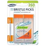 DenTek Deep Clean Dual Ended Mint Bristle Picks | Anti-Microbial Carrying Cases Included | 260-Count | 1-Pack