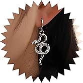 Andelaisi Boho Crystal Snake Hoop Huggie Earrings Vintage CZ Curved Snake Dangle Earrings Punk Gold Snake Drop Earrings Personalized Animal Snake Earrings Jewelry for Women