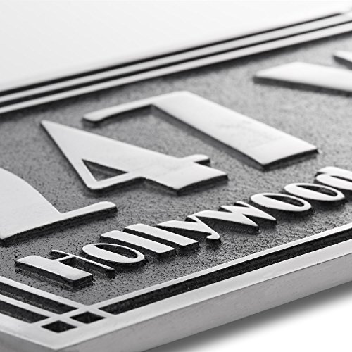 House Number Address Plaque Art Deco Line Style. Cast Metal Personalised Yard Or Mailbox Sign With Oodles Of Number And Letter Options. Handmade In England By The Metal Foundry Just For You