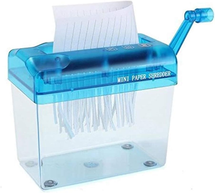 Luoartsu Mini Blue Shredder Crusher Destroyer Paper Documents Cutting Machine Paper Trimmer