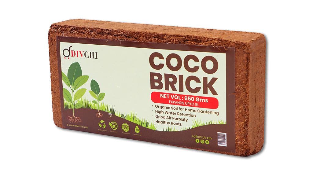 DIVCHI Coco Brick 650g (8L) Organic Natural Planting Soil High Moisture Retention Compost for Plants & Gardening