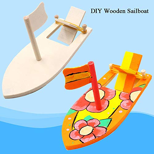 Drawing Wooden Sailboats Home DIY Education Toy Creative Painted White Models Children's Coloring Handmade DIY Boats Toy(3pack)