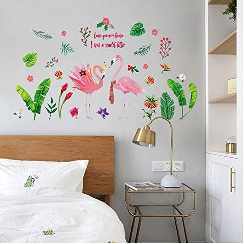 Northern Europe Green Leavies Flamingos Wall Sticker