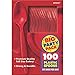 Amscan AMI 43601.40 Apple Red Plastic Spoons Big Party Pack, 100 Ct., 7.3