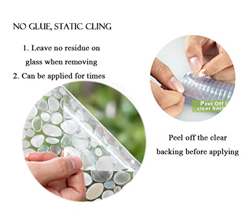 Bloss Glass Window Film No Glue Privacy Window Cling 3D Pebble Decal Glass Stickers for Doors, Cabinet, Bathroom 17.7'' by 78.7''