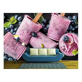 Summer Desserts. Vegan Food. Frozen Drinks, Smoothies - Removable Wall Mural | Self-Adhesive Large Wallpaper - 66x96 inches