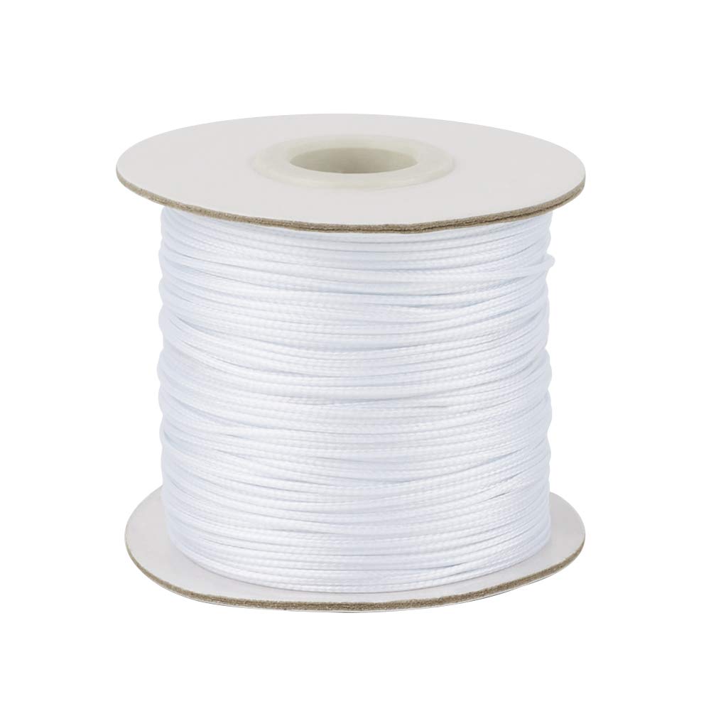 Pandahall 85 Meters/Roll 1mm Braided Waxed Polyester Cord String DIY Jewelry Craft Macrame Making Beading Thread Rope with Spool (White)