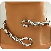 GIGB PBDK Bendable Snake Necklace Twisted Choker Necklace for Women Infinite Loop Flexible Necklaces Minimalist Multi-purpose Collar Armband Bracelet Jewelry