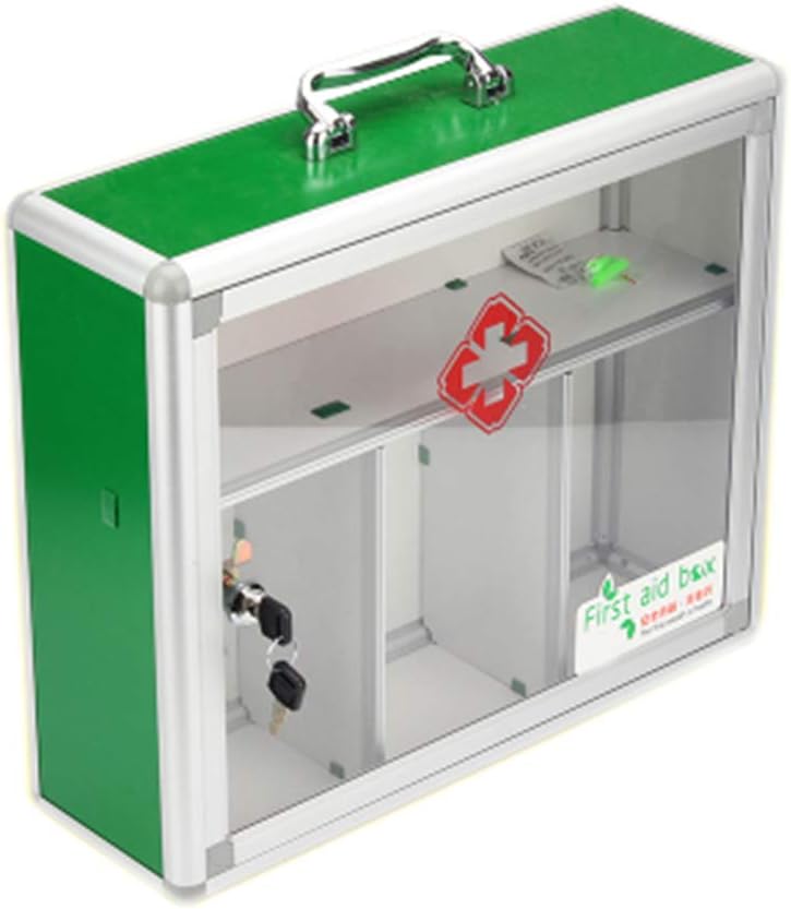 Portable Wall Medicine Cabinet Medicine Storage Cabinet Security Lock Separation Layer Smooth Handle Green Without Medicine Amazon Co Uk Kitchen Home