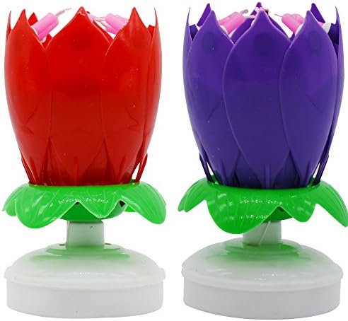 Multiple Color Rotation Music Birthday Candles By SKYENHAPP (Red Purple)