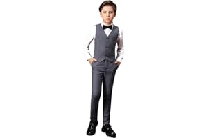 Boihedy Boys Suit Kids Formal Wedding Tuxedo Dress Suits for Teen Boys Vest and Pants Set