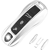 QBUC for Porsche Key Fob Cover, 3-Piece Painted Key Shell Compatible with Porsche Taycan Carrera Cayenne Panamera (White)