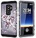Hocase Galaxy S9 Plus Case w/Unique Floral Design, SM-G965 Case, Sturdy 3-Piece Heavy Duty Shockproof Hard Armor Cover Rubber Protective Case for Samsung Galaxy S9 Plus 2018 - Light Purple Flowers