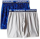 Under Armour Boys' Original Series Boxer Shorts 2-Pack, True Gray Heather/Royal, Youth X-Small
