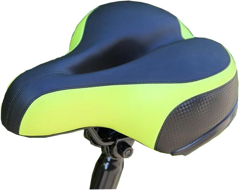 Ladies Gel Soft Bike Saddle Comfortable Extra Wide Saddle with Hole for MTB Mountain Bike, black green