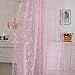 Haoun 2Pcs Butterfly Flocking Voile Tulle Sheer Curtain Window Panel Drape 39.4x78.8 - Pink