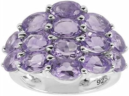 AMETHYST RUBY SILVER RINGS - 925 Silver Sterling Plated with PLATINUM - (Size 54)