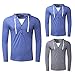 MODCHOK Men's Long Sleeve Printed Hoodie Shirts Polyester V Neck Button Tee Tops Light Blue S
