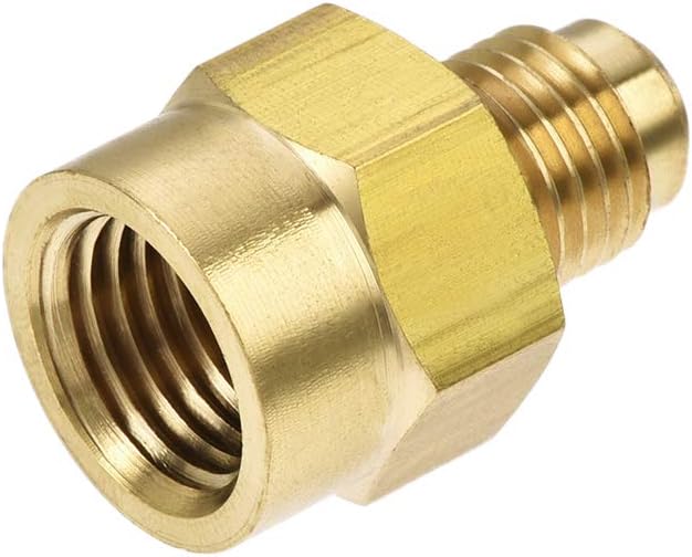 sourcing map Brass Pipe Fitting, 7/16"-20UNF Flare Male to 1/4NPT Female Thread, Tubing Adapter Hose Connector