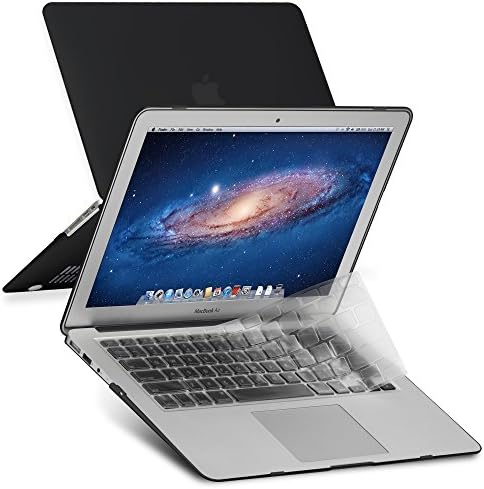 GMYLE 2 in 1 Bundle Black Soft-Touch Frosted Hard Case for MacBook Air 13 inch (Model: A1369/ A1466) with Transparent TPU Keyboard Cover [US layout]