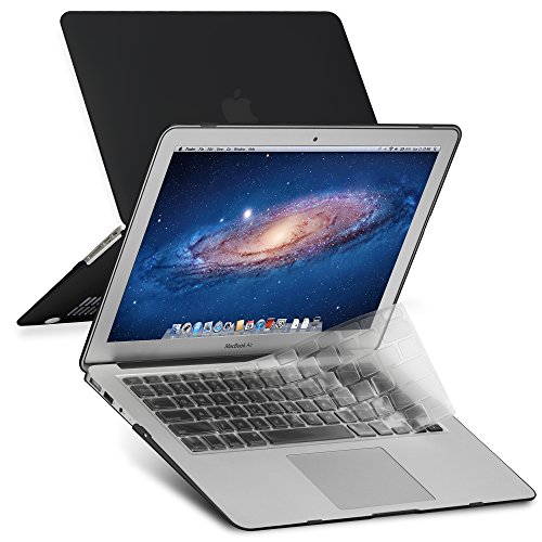GMYLE 2 in 1 Bundle Black Soft-Touch Frosted Hard Case for MacBook Air 13 inch (Model: A1369/ A1466) with Transparent TPU Keyboard Cover [US layout]