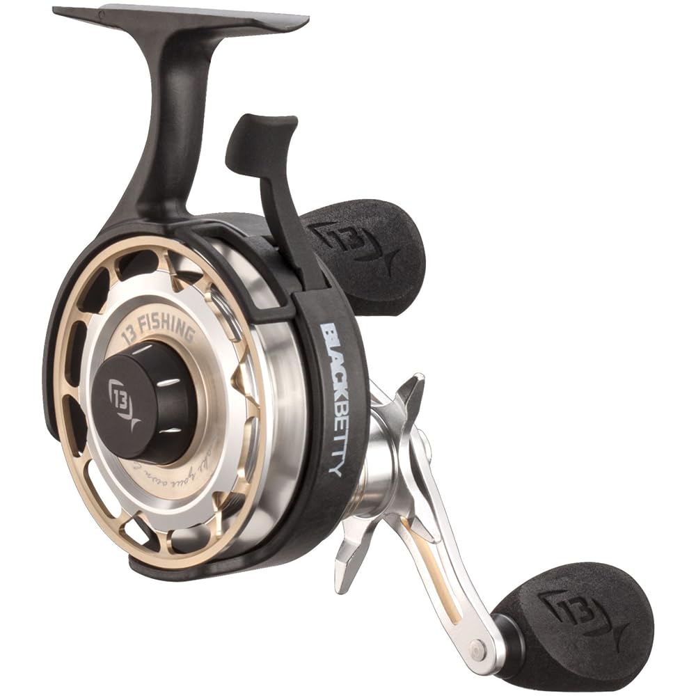 13 FISHING - Freefall Carbon - Inline Ice Fishing Reel - 2.5:1 Gear Ratio - Left Hand Retrieve - BBCFFW2.5-LH