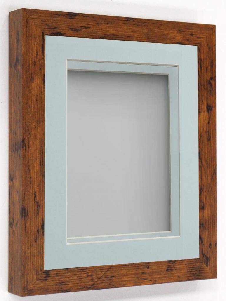 Rickman Box Frame Rustic with Light Blue Mount, 8x6 for 5x3 inch