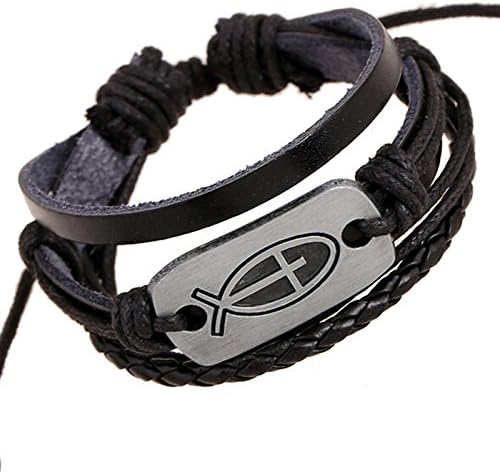 Rainy Jewel : New Leather Bracelet Men multi layer Wrap Bangles bracelet Male Braided Jewellery Lace-Up bracelt