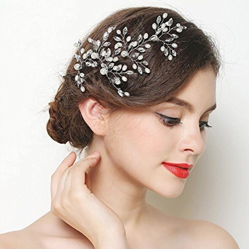 Yean Wedding Hair Pins for Bride - Crystal and Pearl Bridal Hair Pins Headpiece Jewelry or Women and Girls (Set of 3)