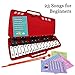 Xylophone 25 Note Chromatic Glockenspiel in a Red Plastic Case - Card Sets with 23 Letter-Coded Songs