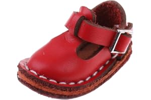 EHJRE Pair of Ankle Belt Shoes Flat Shoes for 12'' Blythe Doll Clothing Red