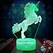 Unicorn Gift 3D Night Light for Kids Christmas Valentines Day Horse Gifts Led 3D Illusion Lamps Birthday Gifts for Girls Home Decor Office Bedroom Party Decorations 7 Color Crackle White Base