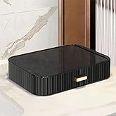 Decorcode Stackable Cosmetics Organizer Drawers, Bathroom Vanity Makeup Organizer and Storage, Ideal for Desk and Dresser Countertops, Great for Palette, Skincare, Lipsticks, Nail Care-Black