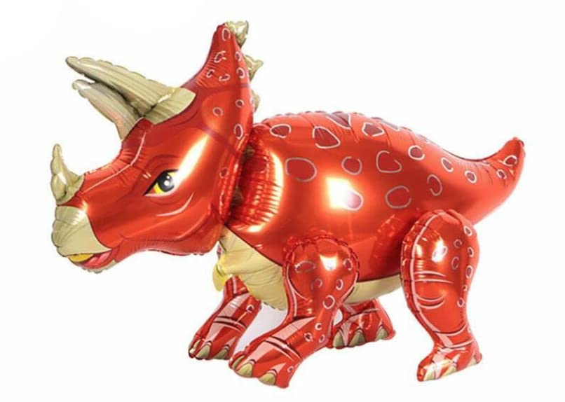 Red Triceratops 3D Dinosaur Foil Balloon, 85cm (2 pack)