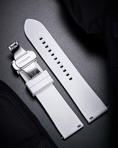 BINLUN Quick Release Silicone Watch Straps for Watches Rubber Men and Women 18mm 19mm 20mm 21mm 22mm 24mm Rubber Smart Watch Replacement Strap with 8 Colors