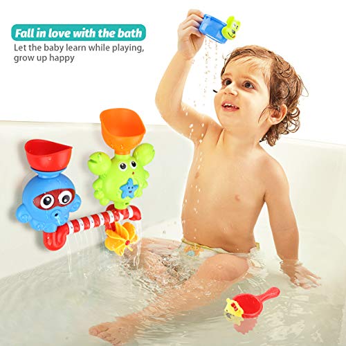 Bath Toys for Toddlers Babies Kids 1 2 3 Year Old Boys Girls Bathtub Toys Bath Wall Toy Fill Flow and Spin Waterfall Station with Strong Suction Cups Bath Toys Non Toxic Bath Toy Gift Ideas - Thumbnail 2