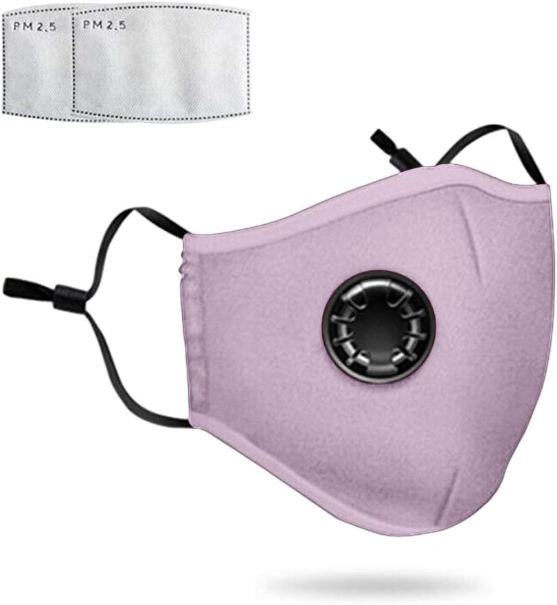 Dust Mask - Anti Air Pollution Smoke Mask - PM2.5 Air Filter Mask with 4 Replaceable Filters - Washable and Reusable Face Protection Windproof Motorcycle Face Masks（2 Pack） (Pink)